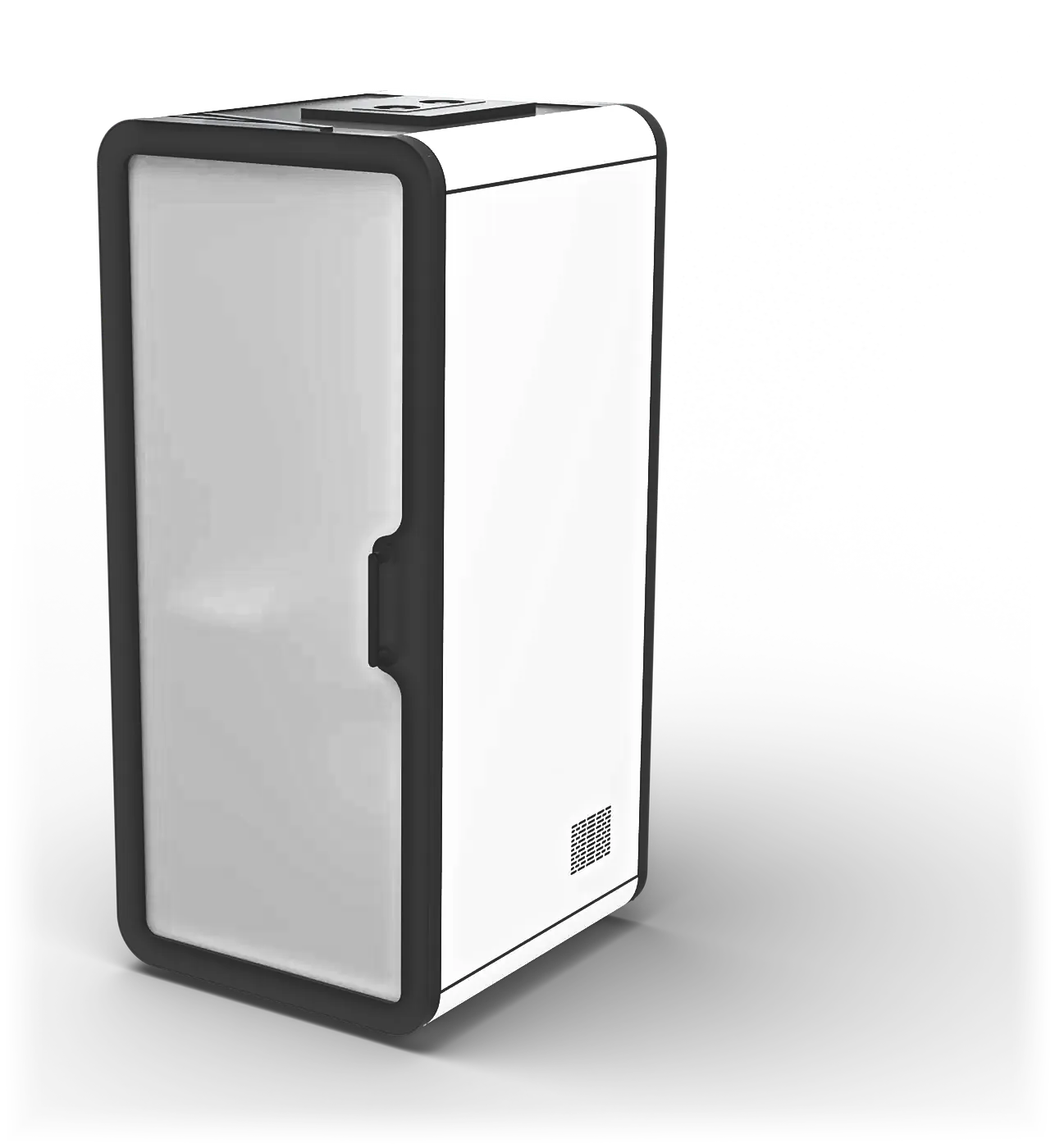 Concept illustration: an Aria Pronto with its door glass switched to frosted.